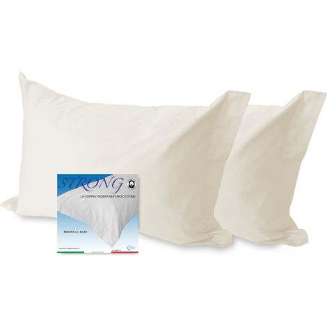 COPPIA federa per GUANCIALE STRONG tinta unita PANNA cm. 52X82