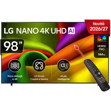 LG NANO 4K UHD AI 98'' Serie NU90 98NU900B6LB, 4K, AI Magic Remote, Nano Detail Enhancer, HDR10 Pro, 144Hz,SMART TV 2026 (1/4)