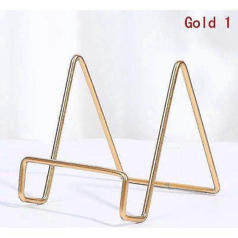 Eisen-Kunst-Präsentationsständer Geschirrständer Teller Schüssel Bilderrahmen Buchhalter Heimdekoration-S-Gold 1