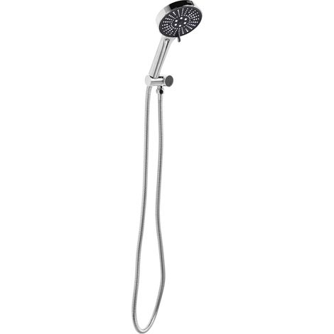 Conjunto de alcachofa y manguera clásico moderno 6 modos de chorro de metal plateado Mapiri