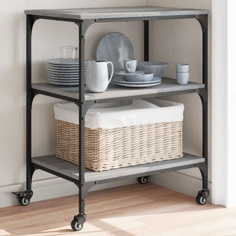 Chariot de cuisine-Desserte de Cuisine-Meuble de Rangement sonoma gris 60x41x76 cm bois d'ingénierie (1/5)