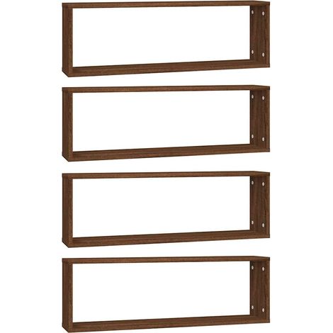 Mensole Muro Scaffale da parete Ripiano a Parete Cubo 4 Rovere Marrone 80x15x26,5 Legno Multistrato (1/5)