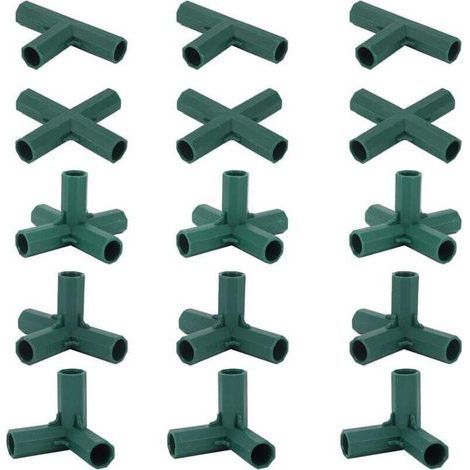 pair 15 connecteurs pour structure de serre, connecteurs d'angle pour structure de jardin, tige à hélice de 16 mm, 4 types de supports robustes et stables pour serre (1/4)