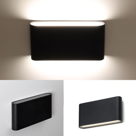 ALPINALUZ  Aplique LED 12W "SAFATA" IP54 para exterior/interior, diseño rectangular en aluminio negro, iluminación arriba y abajo, 4000K Blanco neutro (1/5)