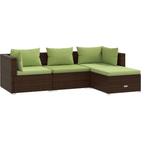 Mobili da giardino mobili da esterno Set di mobili da 4 pezzi con cuscini in resina intrecciata marrone 020016190