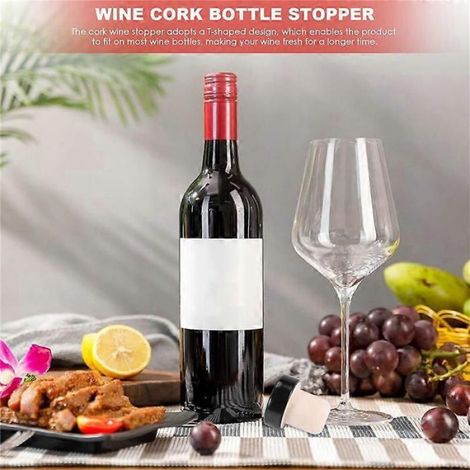 Bouchon Vin Biere Forme T - Diamètre 18,6 à 19,3 mm - Pour Bouteilles 375 ml 500 ml 750 ml - Noir - 24 Pièces (1/5)