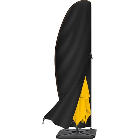Housse de parasol déporté en tissu Oxford 420D, imperméable et protectrice, avec fermeture à glissière – 3 m à 4 m – Noir