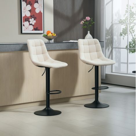Silla alta giratoria regulable para comedor beige OKMYHOME (1/4)