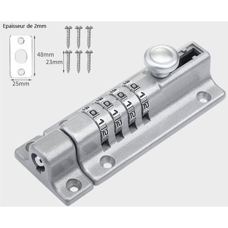 Verrou De Porte À Code, 4 Roues Recodables Verrouillage Portail Résistant À L'eau Combinaison Sans Clé Serrure Avec Vis Unidirectionnelles Haute Sécurité Pour Hangars/Granges(Argent) (1/4)