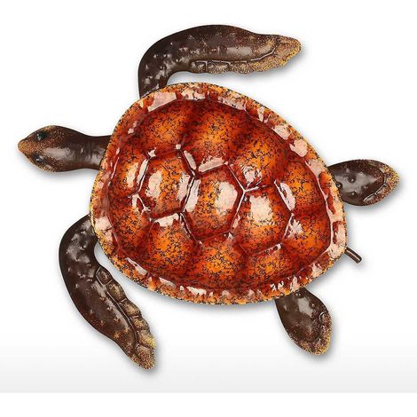 Wanddeko mit roter Schildkröte, Küste, Ozean, Meer, Wandkunst aus Eisen, Tier-Wanddeko, Heim-, Schlafzimmerdekoration - Rot