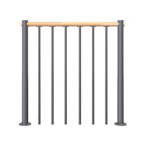 Ringhiera per scala dritta - Grigio - Acciaio termolaccato - Lunghezza 1m - Corrimano in PVC - RE-I-RV-BOIS-GH (1/3)
