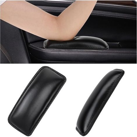 Coussins d'accoudoirs en cuir pour portières de voiture, lot de 2, coussins de genoux en cuir auto-adhésifs, coussin souple noir pour console centrale, intérieur de voiture (1/5)