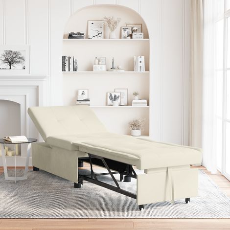Schlafsofa Creme 67 x 194 x 38 cm Samt vidaXL (1/5)