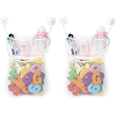Sacchetti portaoggetti per giocattoli da bagno - Design a rete - Organizza e categorizza i giocattoli - Set da 2 - Tipo B (1/5)