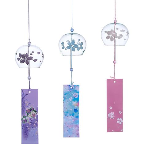 Japanisches Windspiel Glas 3 Stück Pack mit Kirschblüten