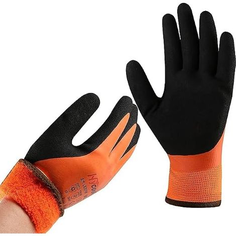 Gants de travail thermiques, imperméables et antidérapants avec double couche de nylon Gants d'hiver chauds isolés Couleur orange 11/XXL (1/5)