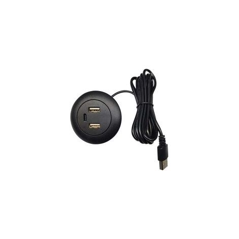 Concentrador USB de escritorio integrado con puertos de carga USB y tipo C, divisor de potencia.