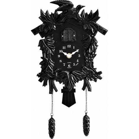 Horloge murale coucou forme maisonnette rétro T52 noir noir 560 g – Livraison gratuite
