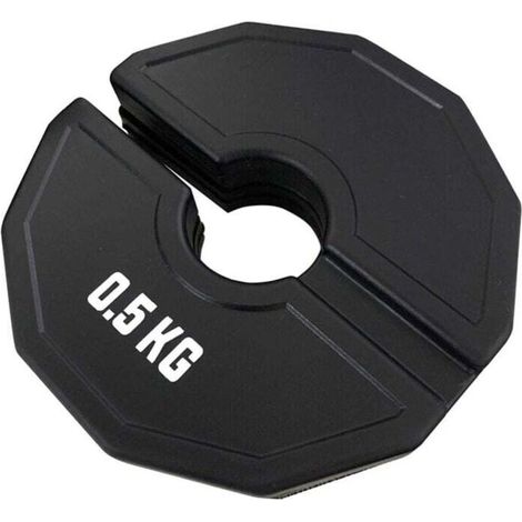 Plaque De Poids - 0,5 Kg - Diamètre Intérieur 35 Mm - Caoutchouc Et Métal - Pour Haltères Et Kettlebells - Noir (1/4)