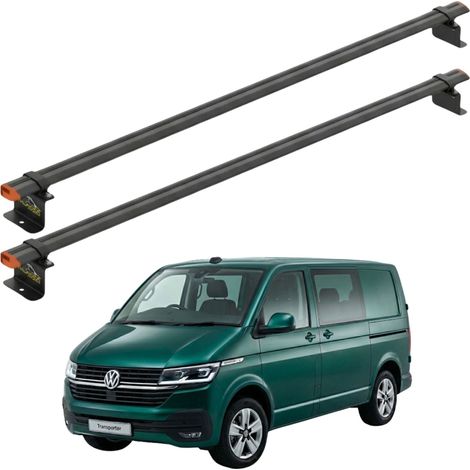 Barres de toit pour VW Transporter T6 (2015-2024), fixation Spot, noires, 2 barres (1/5)