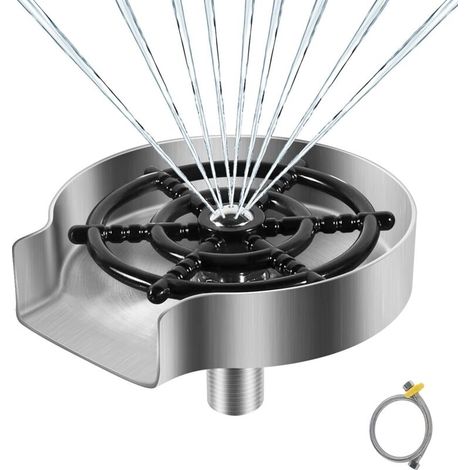 Rince Verre, Rince Verre Evier en Acier Inoxydable, Accessoires pour Evier de Cuisine, Rondelle en Métal, Lave Verre, Lave Verre Evier, Rince de Verre Accessoire Cuisine, Rinceur de Verre Argent Mat (1/5)