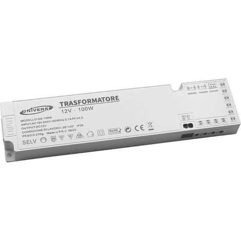Alimentatore trasformatore slim da 230v a 12v 100 watt per strip led sensori luci 6 uscite 3 ingressi (1/5)