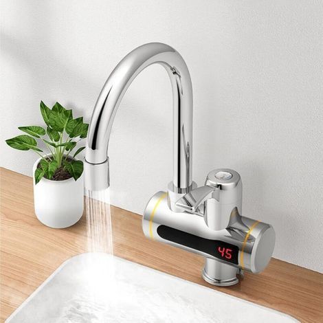 Robinet chauffe-eau électrique instantané 3000 W, 220 V, rotatif 360° pour cuisine, intégrant chauffe-eau compact (1/3)