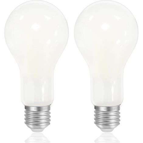 Lot de 2 ampoules LED E27 équivalent 200 W, 4000 K blanc froid E27, 18 W A70, extra lumineuses, 3000 lumens, intensité non variable (1/5)