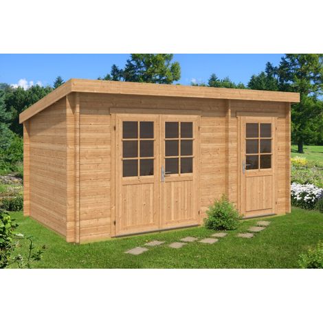 Alpholz – Abri de jardin en pin imprégné Maria toit monopente – Dimensions 450 x 272 cm – Épaisseur 40 mm – Surface 9,89 m² – Volume 20,5 m³