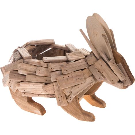 Contenitore in Legno a Forma di Coniglio H 35 cm (1/4)