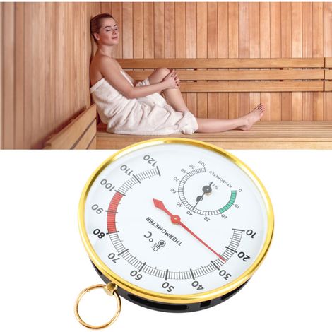 Thermomètre Hygromètre pour Sauna - Aluminium - 10 à 120°C - Affichage 2 en 1 - Montage Murale