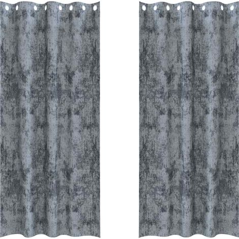 Rideaux en velours 2 pcs Gris Argenté 245 x 140 cm Velours (1/5)
