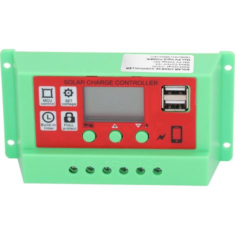 Régulateur de charge solaire PWM avec écran LCD pour maison connectée 12V 24V 10A (1/5)