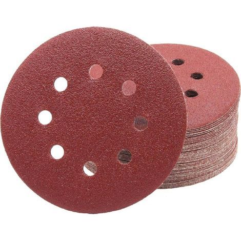 Disques abrasifs professionnels 50 pièces 8 trous Ø 125 mm grain 100 pour ponceuses excentriques Feuilles abrasives Papier de verre Patins de ponçage (1/5)