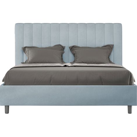 Letto Matrimoniale Francese 140x200 cm con Rete Agueda Azzurro (1/5)