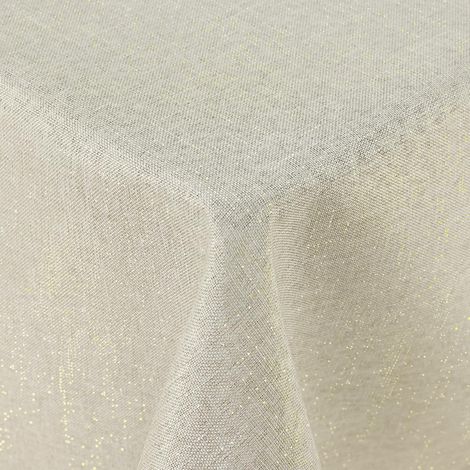 Nappe aspect lin avec paillettes, lavable, 140x140 cm, beige