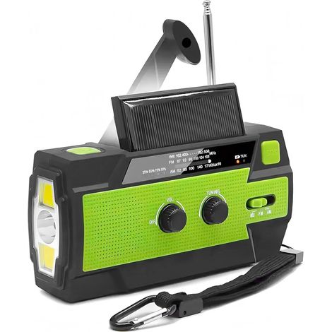 Radio d'urgence portable multifonction d'extérieur, alimentée par énergie solaire (1 pièce). (1/5)