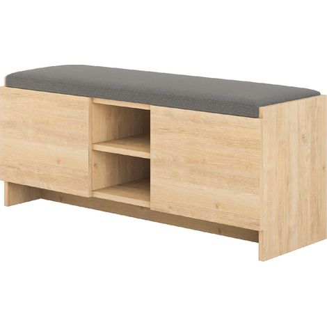Etagère à chaussures, meuble à chaussures avec 2 portes coloris chêne cambrian - longueur 110 x profondeur 37 x hauteur 43 cm (1/2)