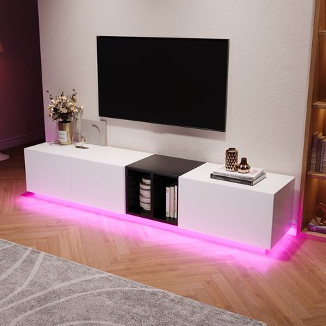TV-Schrank Modulares 2-in-1 mit mobilem Modul und LED-Beleuchtung, maximale Flexibilität, 133,5 cm (ausziehbar bis 200 cm) × 40 × 45 cm, naturfarben