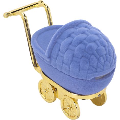 Boîte à Bijoux Personnalisée pour Poussette Bébé - Écrin pour Boucles d'Oreilles, Colliers et Cadeaux - Coffret de Rangement Bleu (1/5)