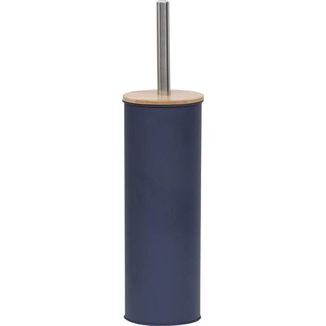 Brosse wc metal couvercle bambou - bleu - Tendance (1/3)