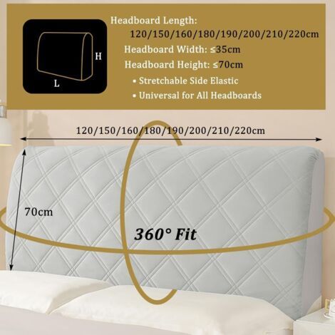 Copritestiera universale, morbido ed elasticizzato, lavabile, antipolvere, in morbido peluche, per la decorazione della camera da letto, bianco, 160 cm (1/4)