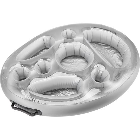 Porte-boissons gonflable en PVC, plateau flottant pour piscine, bac à fruits, vin, téléphone portable, matelas gonflable en forme de glaçon argenté (1/5)