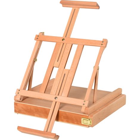 Chevalet en Hêtre mit Tiroir Inférieur, Hauteur und Inclinaison Réglables, 42x36x12,5 cm