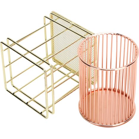 Lot de 2 porte-pinceaux à maquillage en fil métallique, porte-crayons creux, rangement pour fournitures de bureau (1/5)