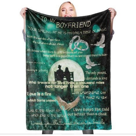 Couverture personnalisée Saint-Valentin BL230-3, 150x200 cm, tissu doux pour cadeau romantique, couvre-lit décoratif. (1/3)