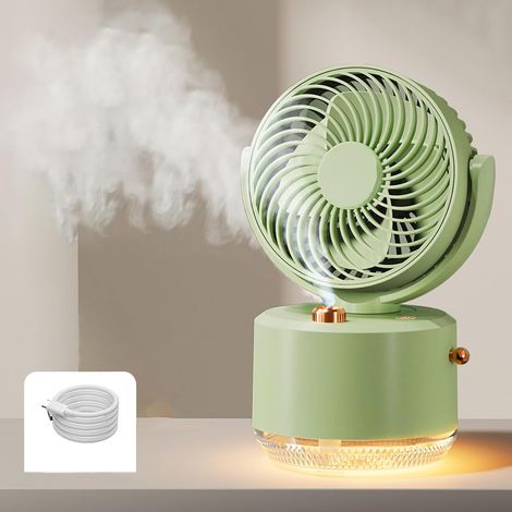 Ventilatore nebulizzatore, piccolo ventilatore da scrivania USB potente, ventilatore portatile ricaricabile – Ideale per la casa e l'ufficio (verde) (1/4)