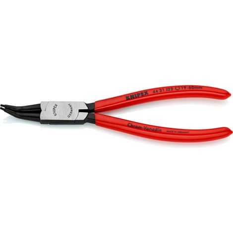 KNIPEX 44 31 J22 Circlip Pliers for internal circlips in bore holes 45° angled plastic coated black atramentized 180 mm