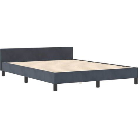Lit double,Lit adulte,Cadre de lit avec tête de lit Gris foncé 160 x 200 cm Velours CFW4573368 (1/5)