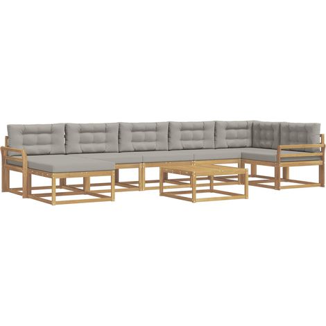 Conjunto de sofás de exterior 8 uds. Blanco y Gris Claro vidaXL (1/5)